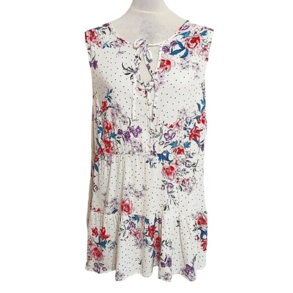 Torrid Floral Peplum Ruffle Tank Top - Picture 1 of 7